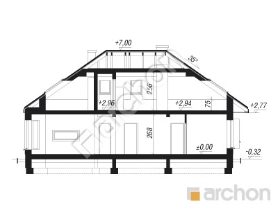 Проект дома ARCHON+ Дом под красной рябиной 18 Розріз будинку
