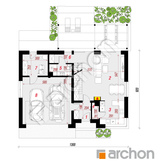 Проект будинку ARCHON+ Будинок в аммобіумі (Г2) План першого поверху
