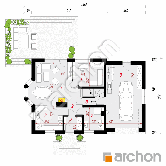Проект будинку ARCHON+ Будинок в рододендронах 19 (П) План першого поверху