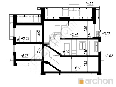 Проект дома ARCHON+ Дом в рододендронах 19 (П) Розріз будинку