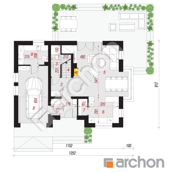 Проект будинку ARCHON+ Будинок в конюшинках 3 вер.2 План першого поверху