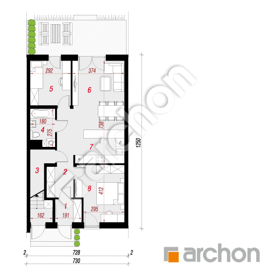 Проект будинку ARCHON+ Будинок в фіалках 2 (Р2С) План першого поверху