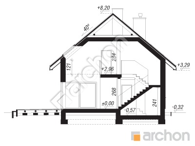 Проєкт будинку ARCHON+ Будинок в маржицах Розріз будинку