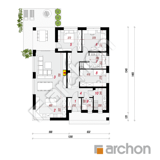 Проект дома ARCHON+ Дом в ренклодах 10 План першого поверху