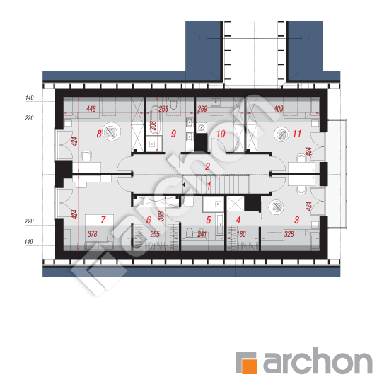 Проект дома ARCHON+ Дом в аурорах 15 (Г2) План мансандри