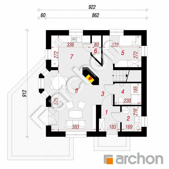 Проект будинку ARCHON+ Будинок в рододендронах 3 вер. 2 План першого поверху