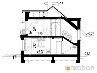 Проект дома ARCHON+ Дом в рододендронах 3 вер.2 Розріз будинку