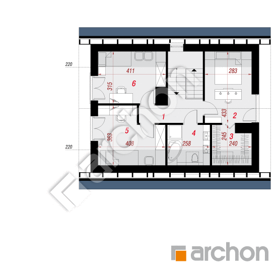 Проект дома ARCHON+ Дом в кропликах (В) План мансандри
