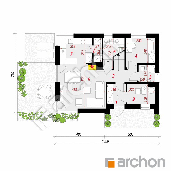 Проект будинку ARCHON+ Будинок в кропликах (В) План першого поверху
