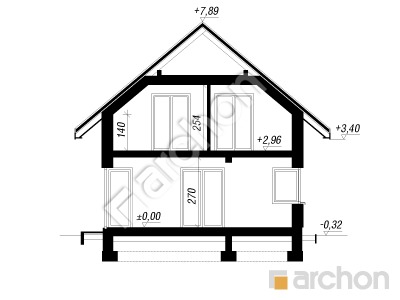 Проект дома ARCHON+ Дом в кропликах (В) Розріз будинку