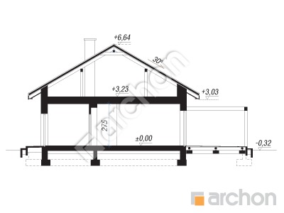 Проект дома ARCHON+ Дом в овсянницах 9 (Е) Розріз будинку