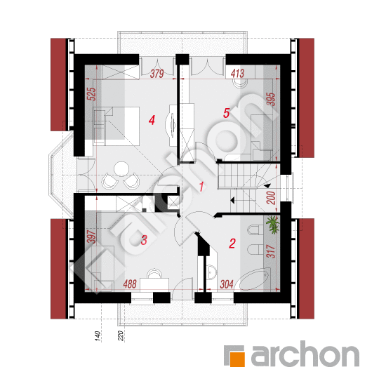 Проект будинку ARCHON+ Будинок в рододендронах 5 (В) вер.2 План мансандри
