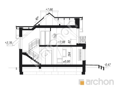 Проект дома ARCHON+ Дом в рододендронах 5 (В) вер.2 Розріз будинку