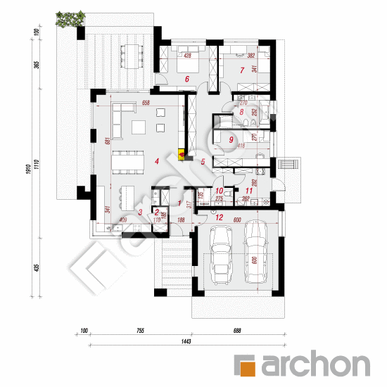 Проект дома ARCHON+ Дом в ренклодах 8 (Г2) План першого поверху