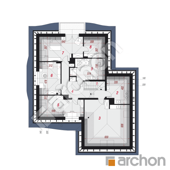 Проект дома ARCHON+ Дом в зефирантесе 4 (Г2)  План мансандри