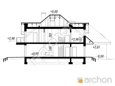 Проєкт будинку ARCHON+ Будинок в зефірантесі 4 (Г2) Розріз будинку