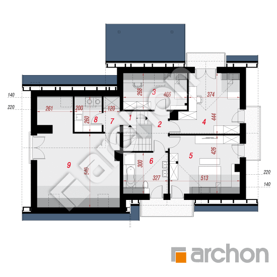 Проект дома ARCHON+ Дом в тамарисках 10 (Г2Н) План мансандри
