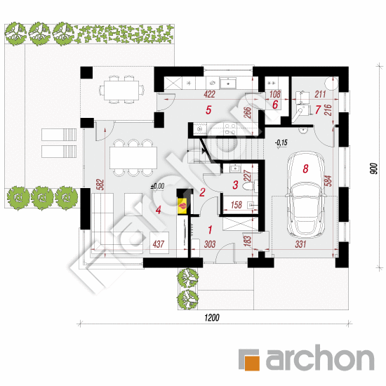 Проект будинку ARCHON+ Будинок в ізопірумі 10 План першого поверху