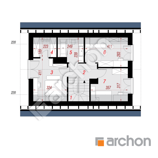 Проект будинку ARCHON+ Будинок в мануці План мансандри
