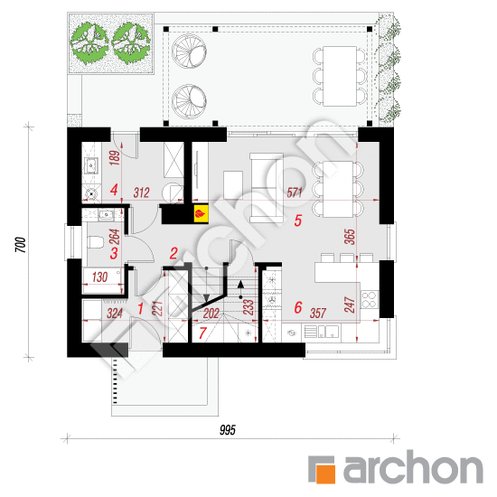 Проект дома ARCHON+ Дом в мануке План першого поверху