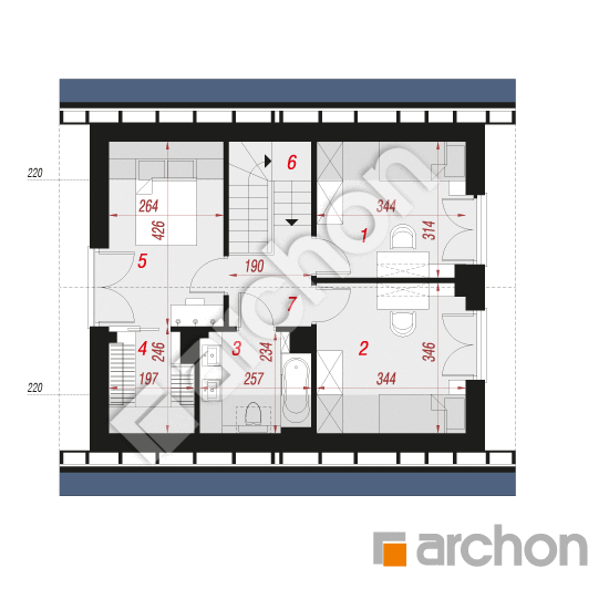 Проект будинку ARCHON+ Будинок в хлорофітумі 20 (Е) ВДЕ План мансандри