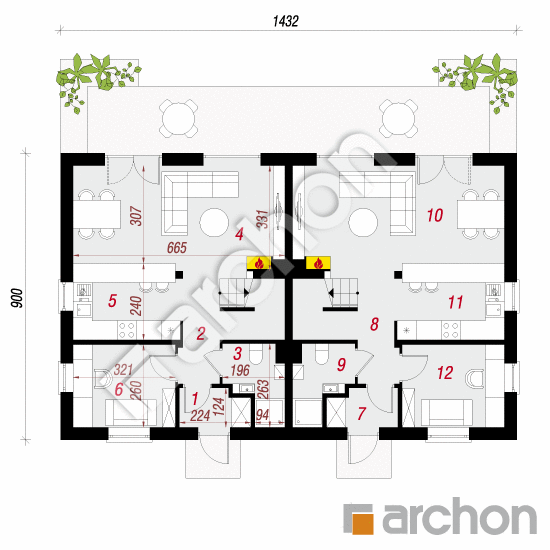 Проект будинку ARCHON+ Будинок в аркадіях (Р2) План першого поверху