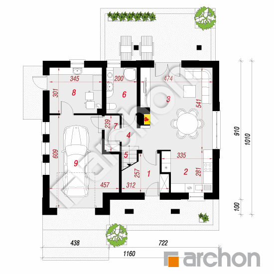 Проект будинку ARCHON+ Будинок в тимофіївках вер.2 План першого поверху