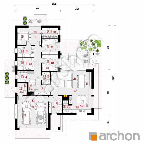Проект будинку ARCHON+ Будинок у відличках 2 (Г2) План першого поверху