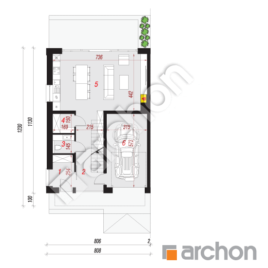 Проект дома ARCHON+ Дом в орехах (Б) План першого поверху