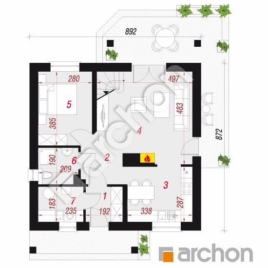 Проект будинку ARCHON+ Будинок мініатюрка (НТ) План першого поверху