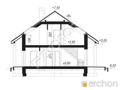 Проєкт будинку ARCHON+ Будинок мініатюрка (НТ) Розріз будинку