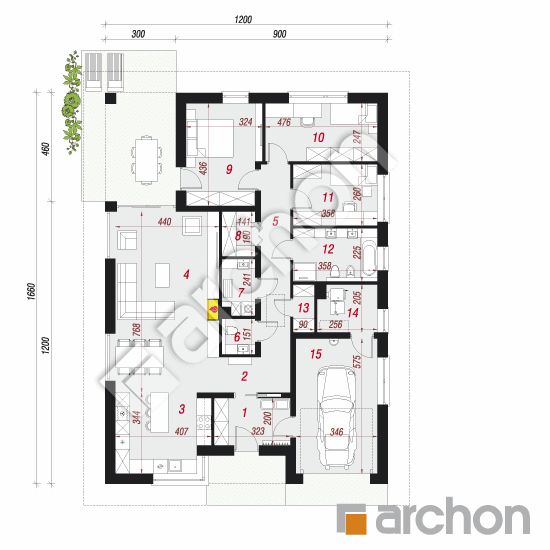 Проект дома ARCHON+ Дом в хакетиях  План першого поверху