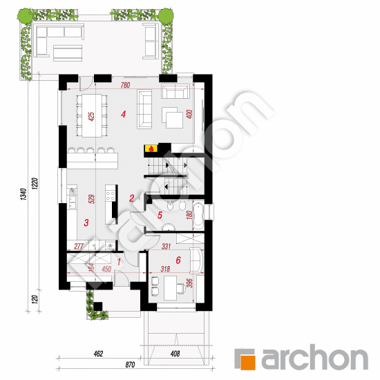 Проект дома ARCHON+ Вилла Юлия 8 (П) План першого поверху