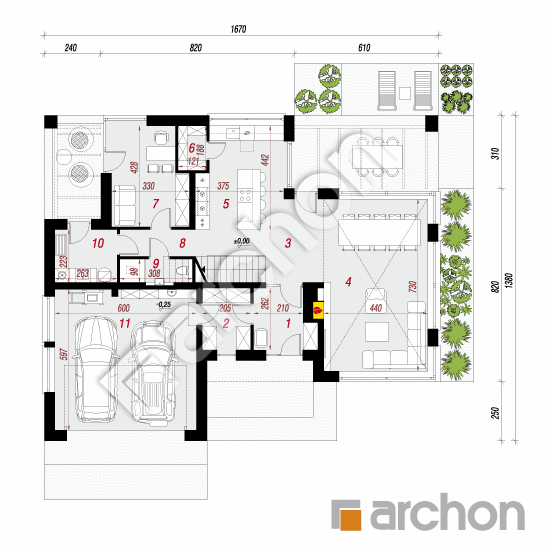 Проект дома ARCHON+ Дом в аромах 2 (Г2) План першого поверху
