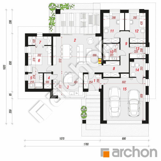 Проект будинку ARCHON+ Будинок в навлоціях 3 (Г2) План першого поверху