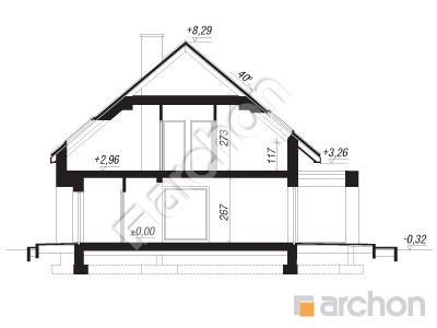 Проєкт будинку ARCHON+ Будинок в комміфорах (А) Розріз будинку