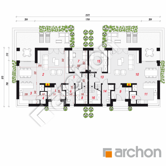 Проект дома ARCHON+ Дом в серебрянках 3 (Р2Т) План першого поверху
