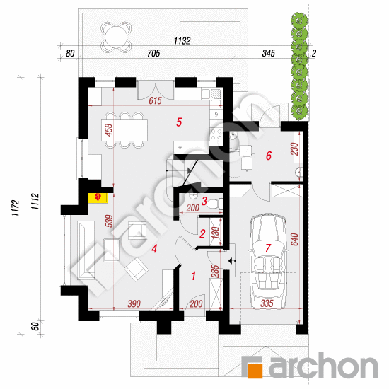 Проект будинку ARCHON+ Будинок в ревені (Б) вер.2 План першого поверху