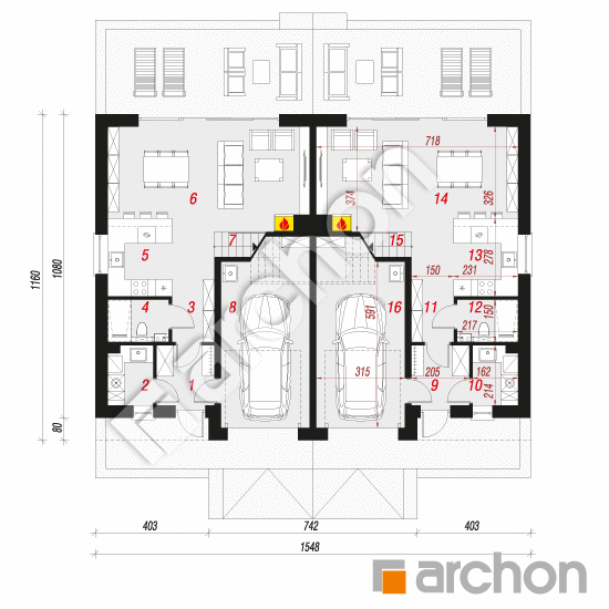 Проект будинку ARCHON+ Будинок в нарцисах 6 (Р2) План першого поверху