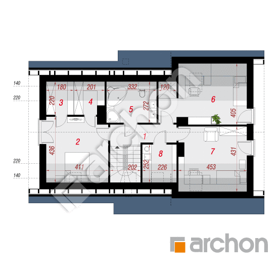 Проект будинку ARCHON+ Будинок в перстачі вер. 2 План мансандри
