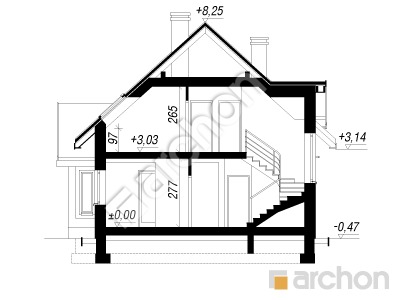 Проект дома ARCHON+ Дом в мандаринках (Г) вер.2 Розріз будинку