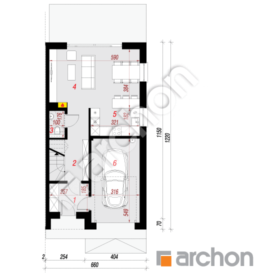 Проект дома ARCHON+ Дом в ривиях 8 (ГБ) вер.2 План першого поверху