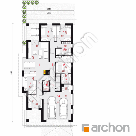 Проект будинку ARCHON+ Будинок в андромедах (Г2П) План першого поверху
