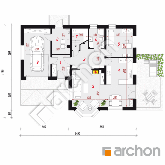 Проект будинку ARCHON+ Будинок на поляні 2 вер.2 План першого поверху