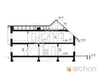 Проєкт будинку ARCHON+ Будинок на поляні 2 вер.2 Розріз будинку