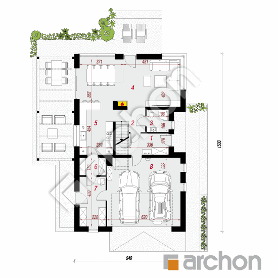 Проект будинку ARCHON+ Будинок в айдаредах 11 (Г2А) План першого поверху