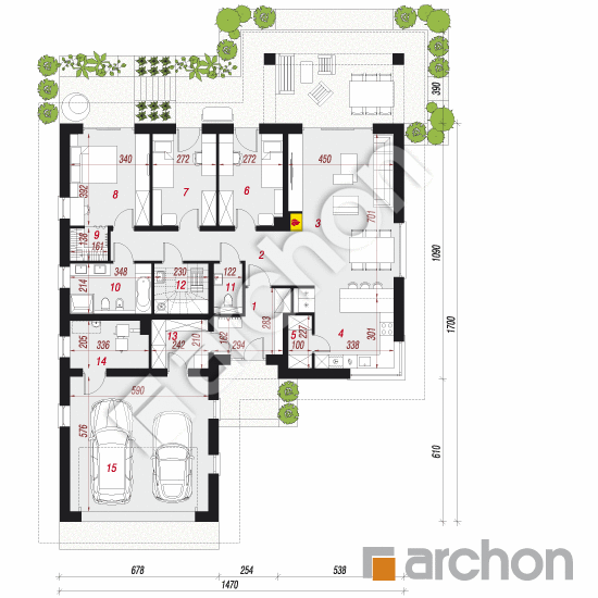 Проект будинку ARCHON+ Будинок в жонкілях (Г2) План першого поверху