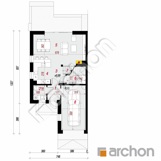 Проект будинку ARCHON+ Будинок у клематисах 5 (Б) вер.2 План першого поверху