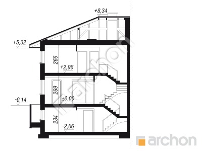 Проект дома ARCHON+ Вилла Юлия 11 (ПБ) Розріз будинку