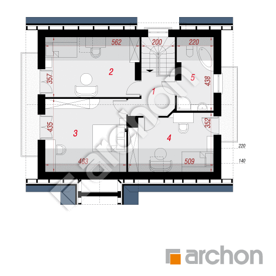 Проект дома ARCHON+ Дом в мандарынках вер. 2 План мансандри